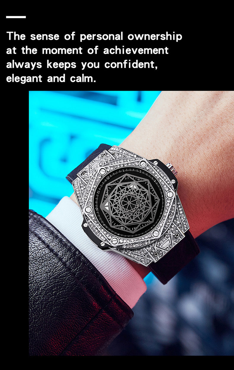 Men's Diamond Geometric Dial Luminous Waterproof Quartz Watch