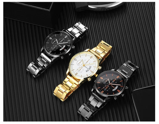 Men's Three-eye Six-hand Large Window Calendar Watch